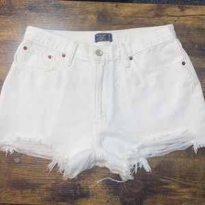 Abercrombie & Fitch • White Jean Shorts • Annie High Rise Short • US6